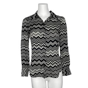 Missoni Chevron Pattern Button Front Blouse Black White